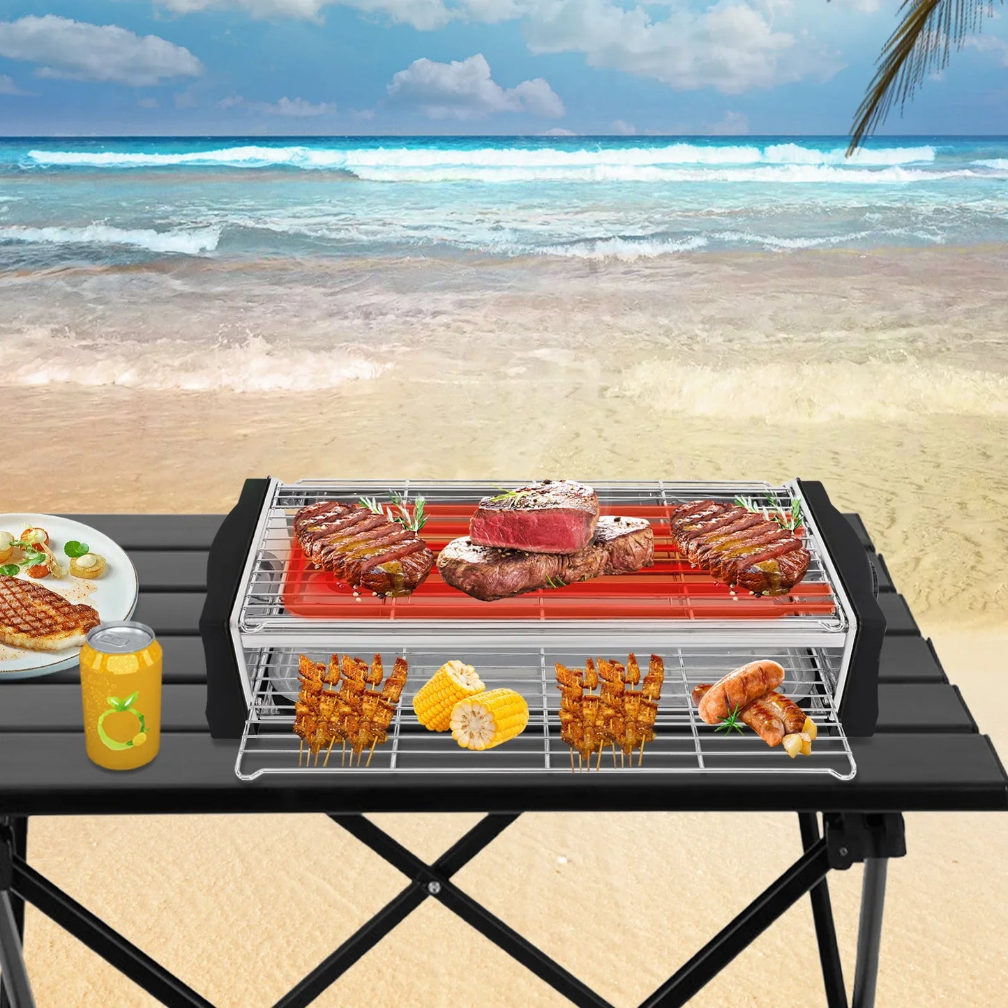 Griglia Elettrica da Interno 2200W Antiaderente con Regolazione Temperatura