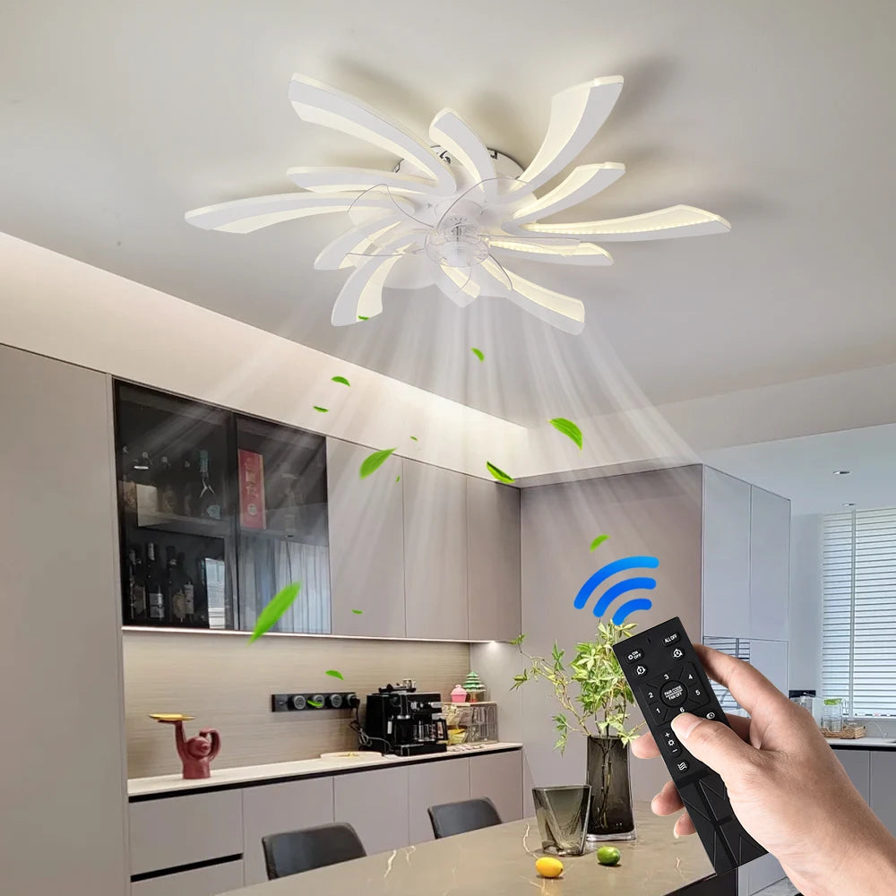 Ventilatore da Soffitto Dimmerabile con Luce LED e Telecomando - Controllo APP, Design Moderno, Silenzioso