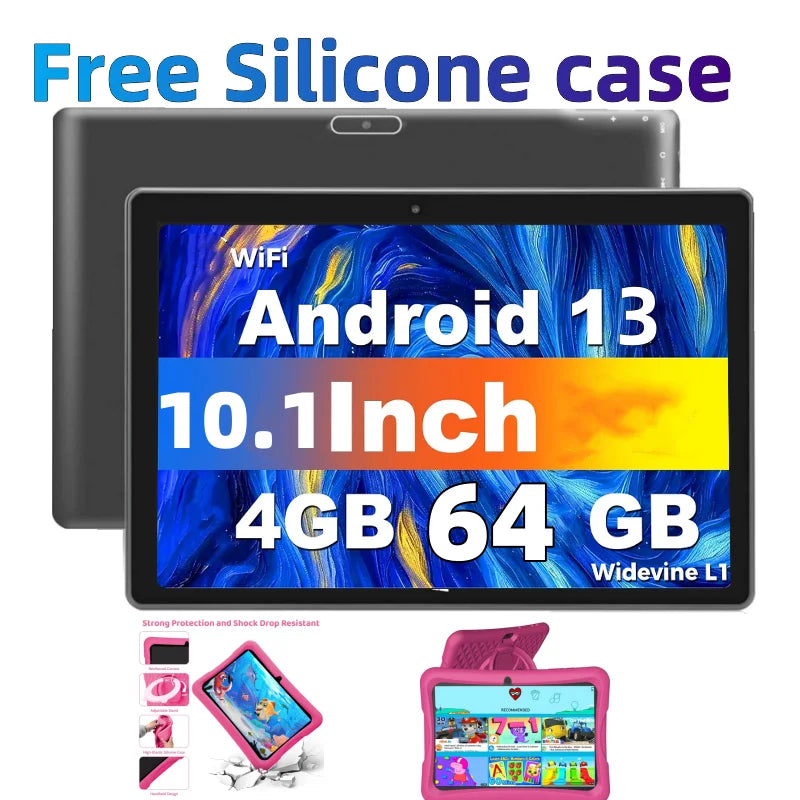 Tablet per Bambini 10.1" Android 13 - 4GB RAM 64GB ROM, Custodia Silicone, Octa-Core
