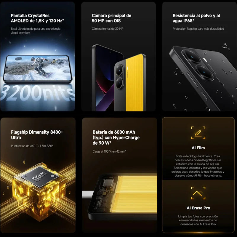 POCO X7 Pro 5G - Smartphone con Dimensity 8400-Ultra, Fotocamera 50MP, Display AMOLED 120Hz