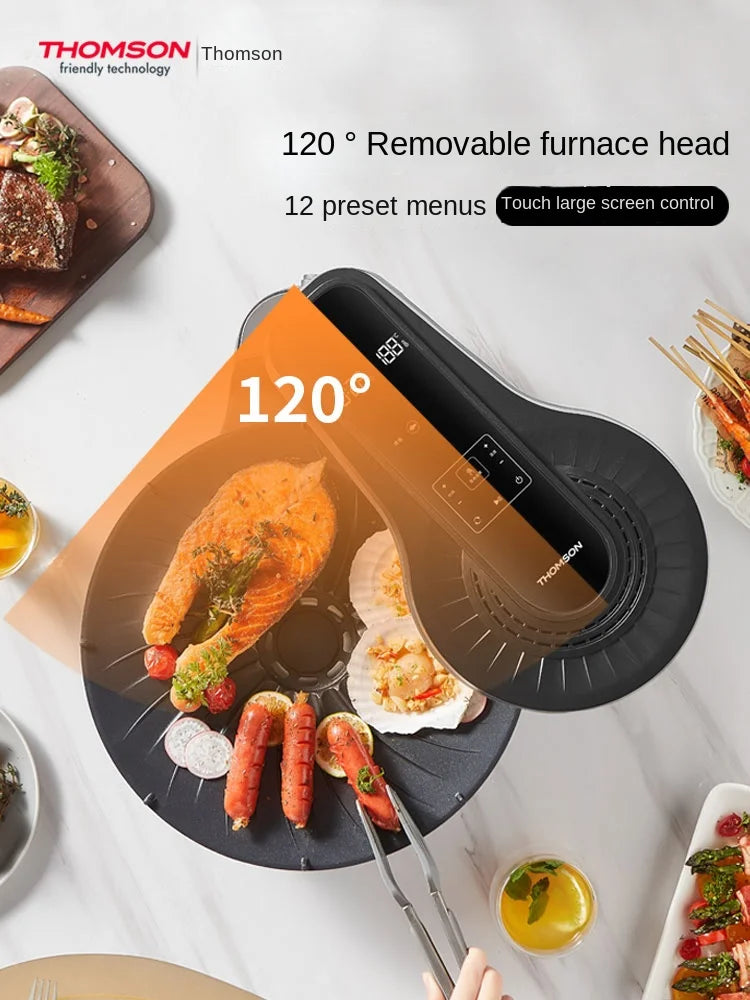 Griglia Elettrica Barbecue Senza Fumo Rotante Multifunzione per Interni