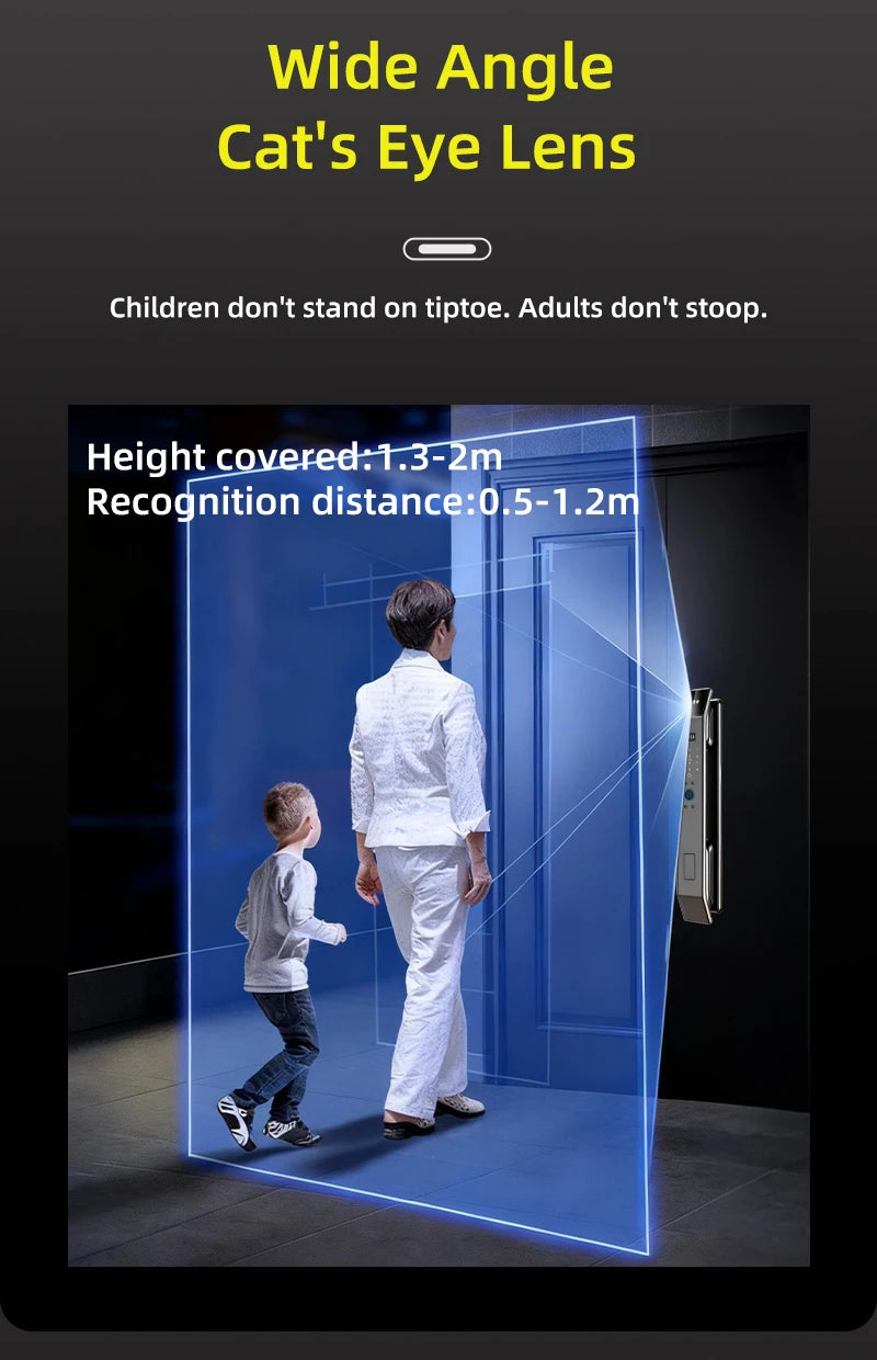 Serratura Smart con Riconoscimento Facciale 3D, Impronta Digitale e App Wishome