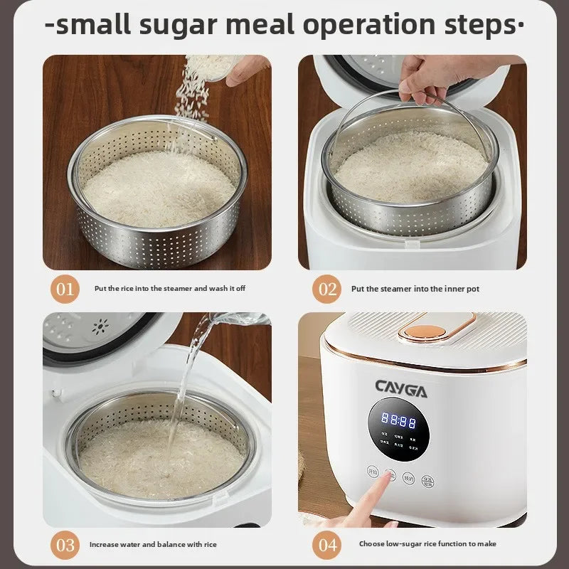 Cuoci Riso Multifunzione Smart 3L - Digitale, Rivestimento Ceramico Antiaderente, Separazione Riso/Zuppa