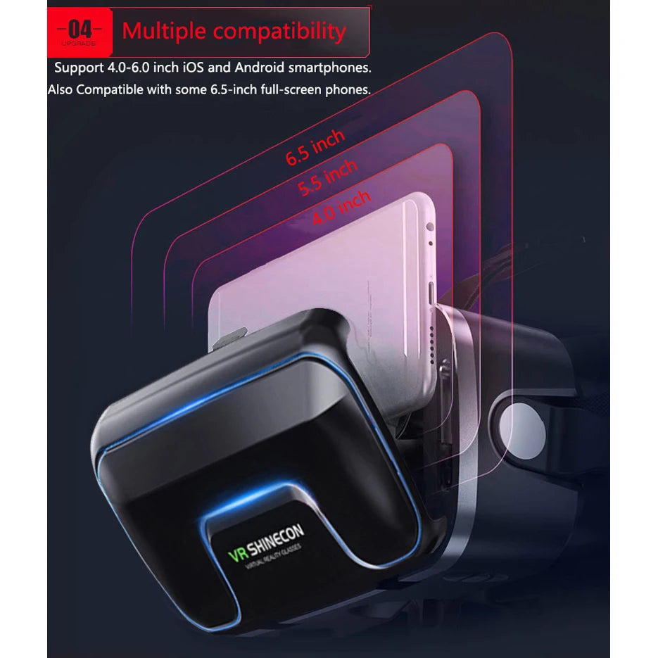 VR Shinecon 10.0 - Visore Realtà Virtuale 3D per Smartphone con Cuffie Integrate