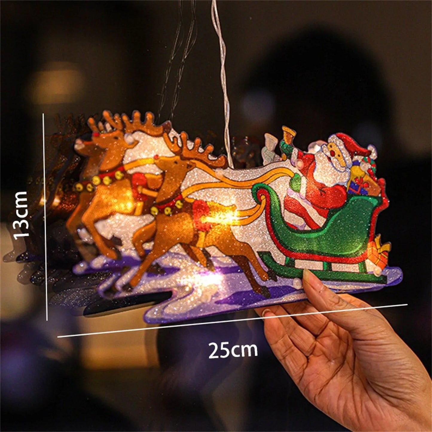 Decorazione Natalizia Luminosa con Ventosa - Pupazzo di Neve e Babbo Natale per Finestre