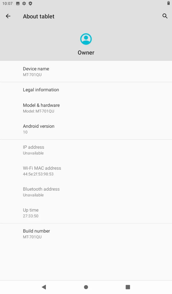 Tablet Android 10 da 7" - 2GB RAM 16GB ROM, IPS 1024x600, Dual Camera, WiFi