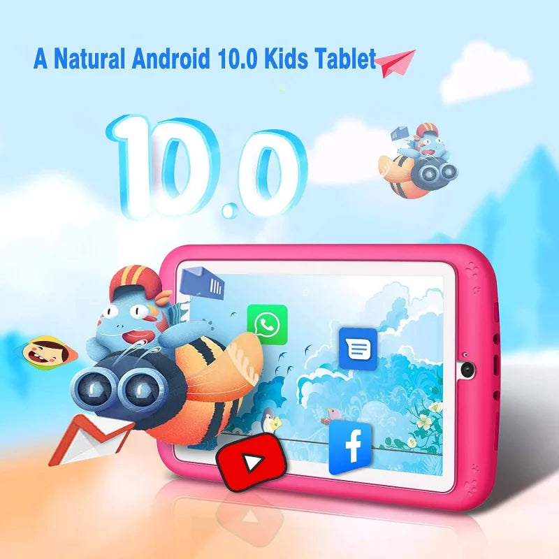 Tablet per Bambini Android 10.0 E98 7" - 1GB RAM 16GB ROM con Custodia Silicone e Doppia Fotocamera