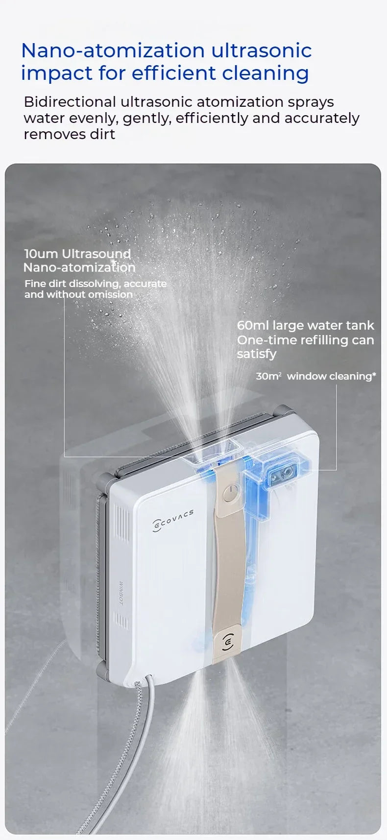 Robot Lavavetri ECOVACS WINBOT AIR MINI - Aspirazione 8000Pa per Finestre Perfette