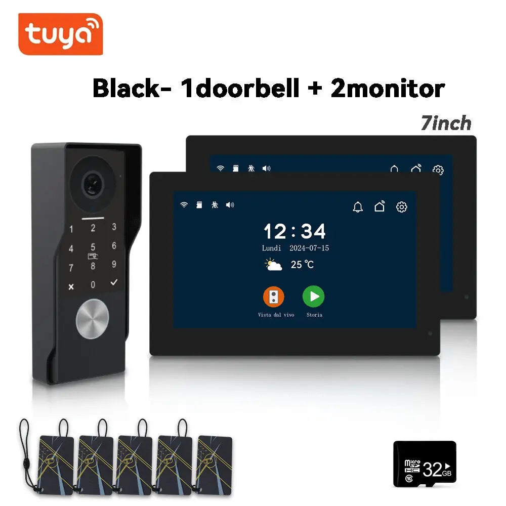 Videocitofono Smart WiFi Anjielo 2 Fili - Monitor Touch 7" IPS 1080P Impermeabile con App TUYA