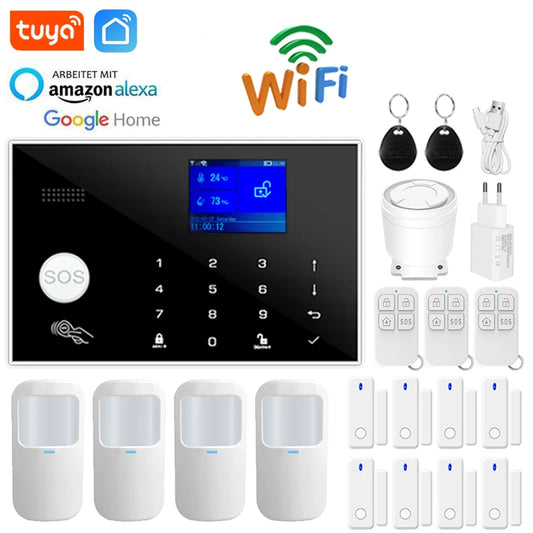 Sistema Allarme Casa WiFi GSM Wireless - Kit Antifurto Smart con Sensori Porta e Movimento, App Tuya e Compatibilità Alexa
