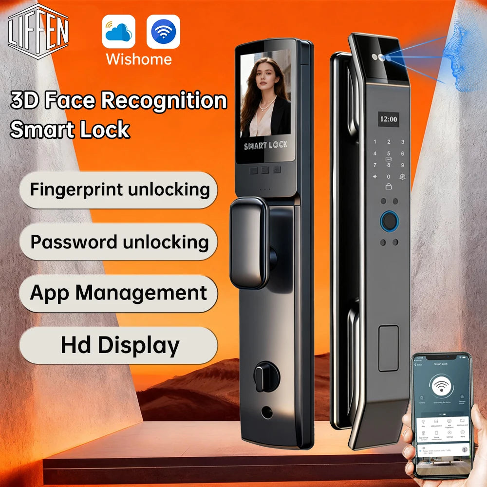 Serratura Smart con Riconoscimento Facciale 3D, Impronta Digitale e App Wishome