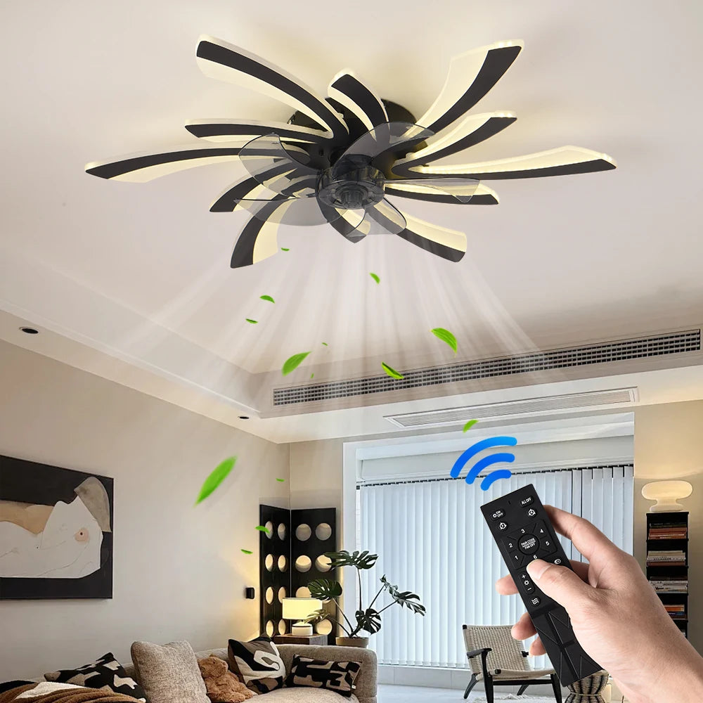 Ventilatore da Soffitto Dimmerabile con Luce LED e Telecomando - Controllo APP, Design Moderno, Silenzioso
