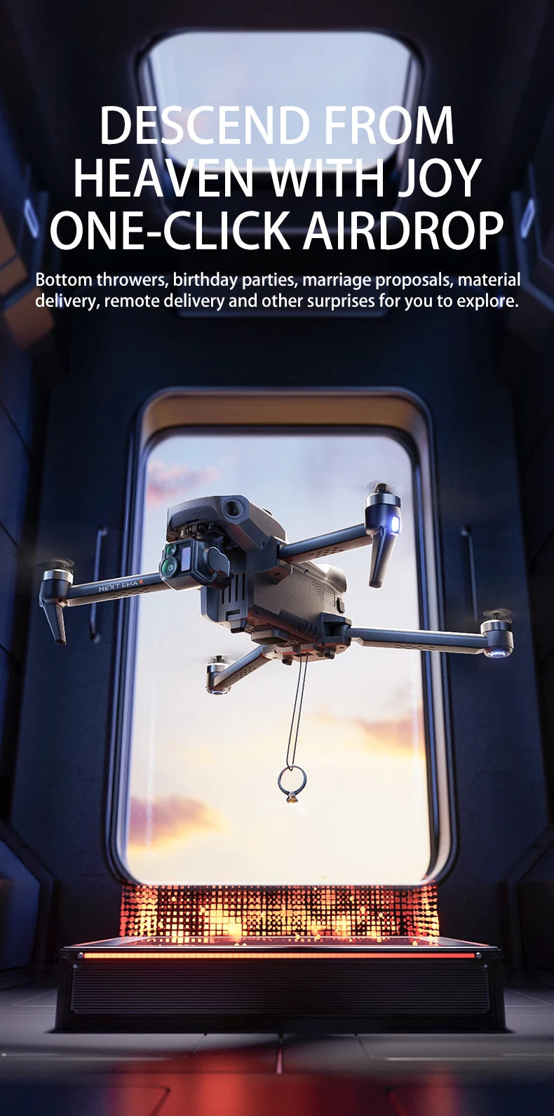 Drone GPS Professionale P7 MAX 8K - Trasmissione 20km, Radiocomando con Schermo, Brushless