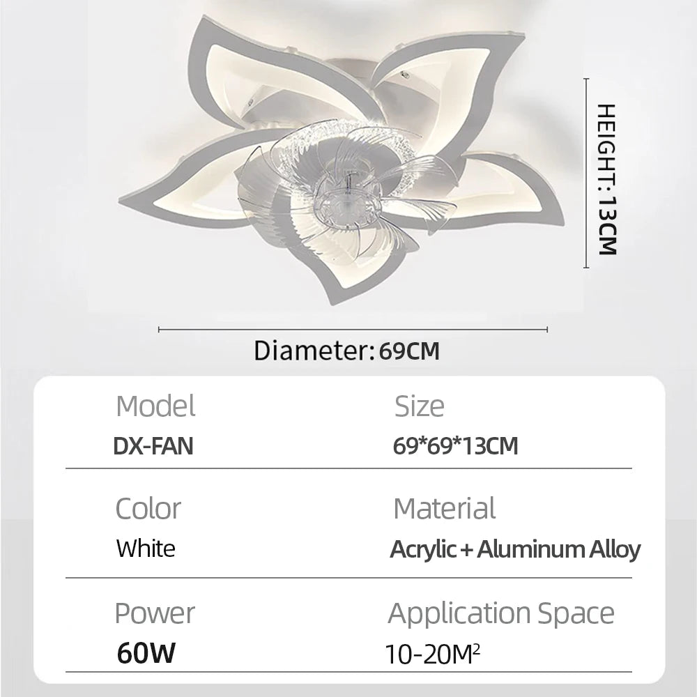 Ventilatore da Soffitto Smart con Luce LED - Telecomando 6 Velocità, Design Moderno per Cucina e Camera da Letto