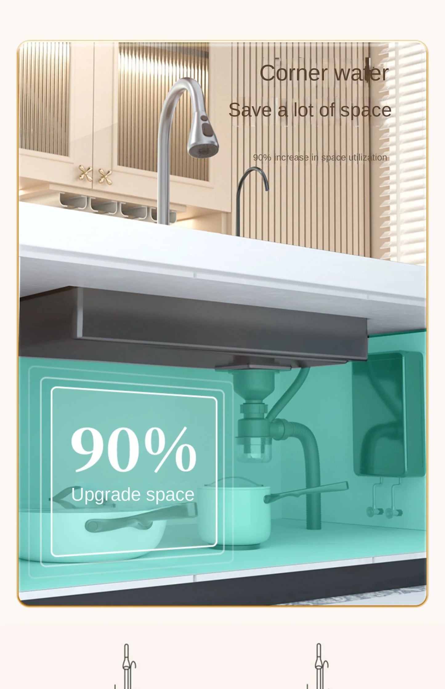 Lavello Cucina Acciaio Inox 304 Nano Black con Rubinetto Digitale a Cascata