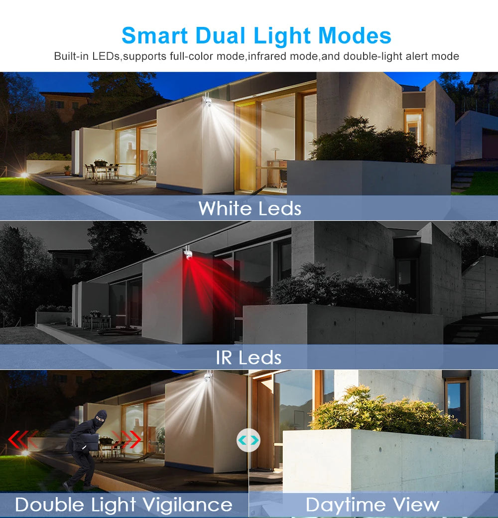Telecamera PTZ WiFi 8MP per Esterno con Zoom 4X e Tracking AI