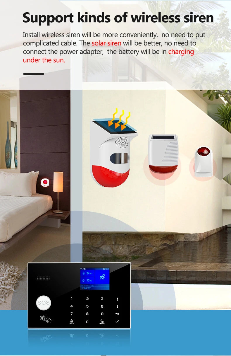 Sistema Allarme Casa WiFi GSM Wireless - Kit Antifurto Smart con Sensori Porta e Movimento, App Tuya e Compatibilità Alexa