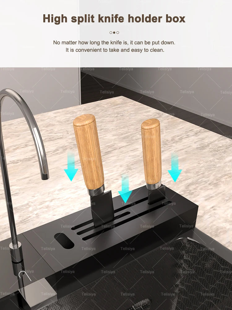 Lavello Cucina Acciaio Inox con Cascata e Display Digitale - Vasca Singola Extra Large Multifunzione