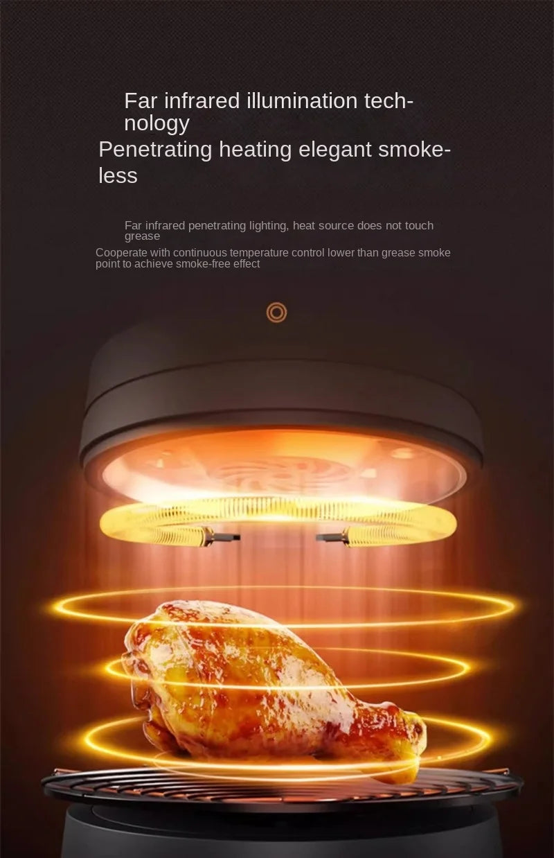 Griglia Elettrica Barbecue Senza Fumo Rotante Multifunzione per Interni