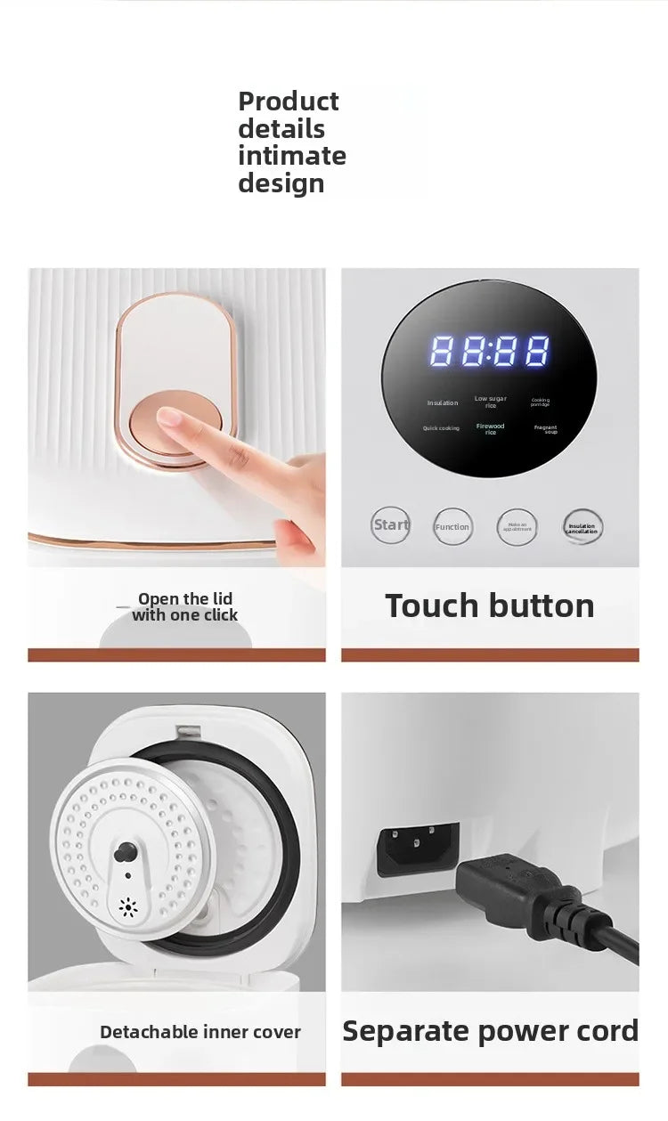 Cuoci Riso Multifunzione Smart 3L - Digitale, Rivestimento Ceramico Antiaderente, Separazione Riso/Zuppa