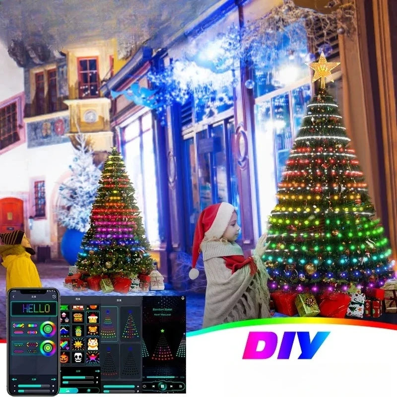 Luci LED RGB Bluetooth per Albero di Natale - Catena Luminosa Personalizzabile con App