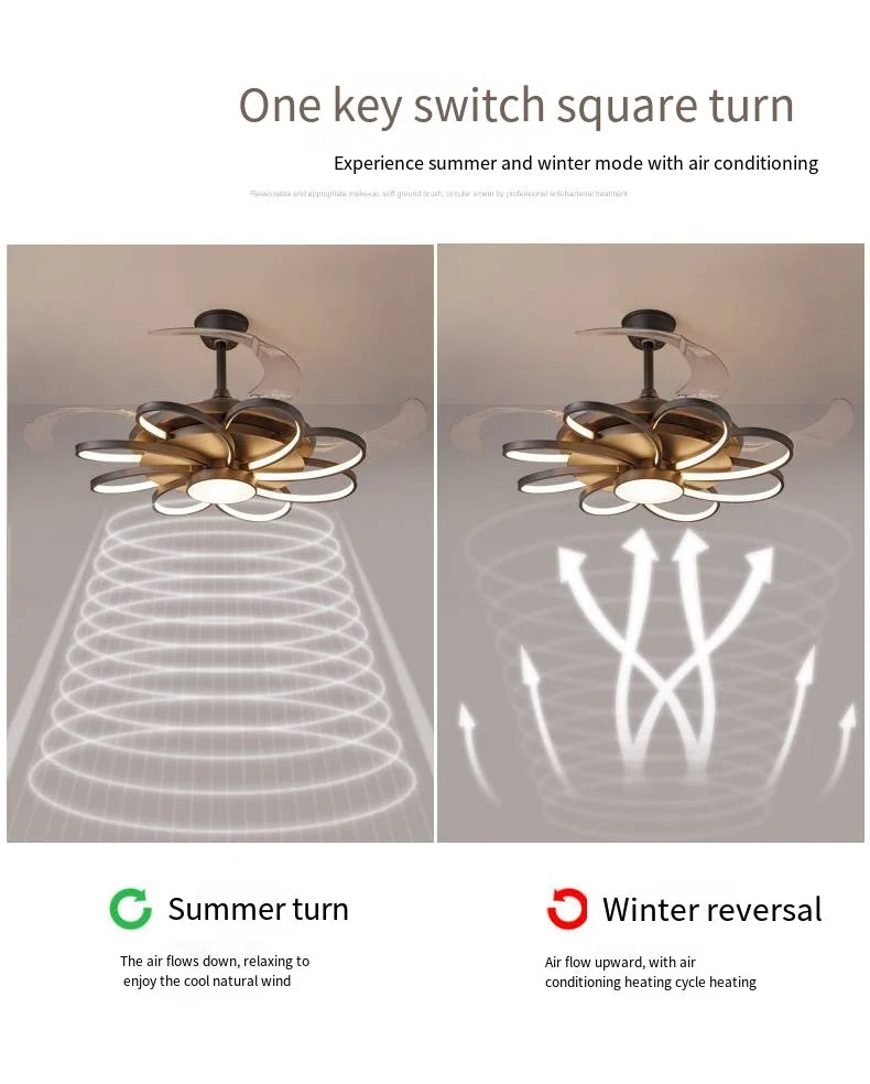 Ventilatore da Soffitto LED Nordico con Telecomando - Design Elegante per Camera da Letto, Sala da Pranzo e Ristorante