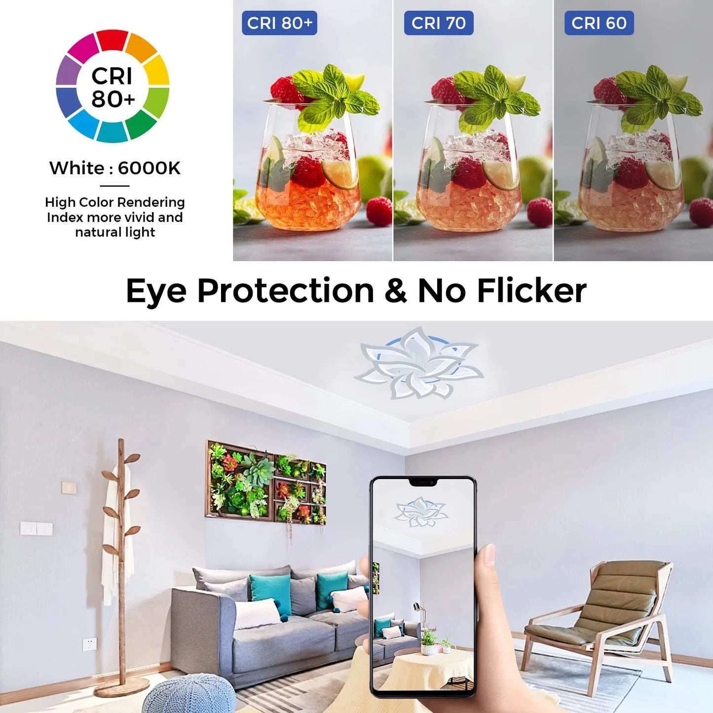 Lampada da Soffitto LED IRALAN Design Fiore - Dimmerabile con Telecomando, Luce RGB Colorata, Moderna per Camera da Letto