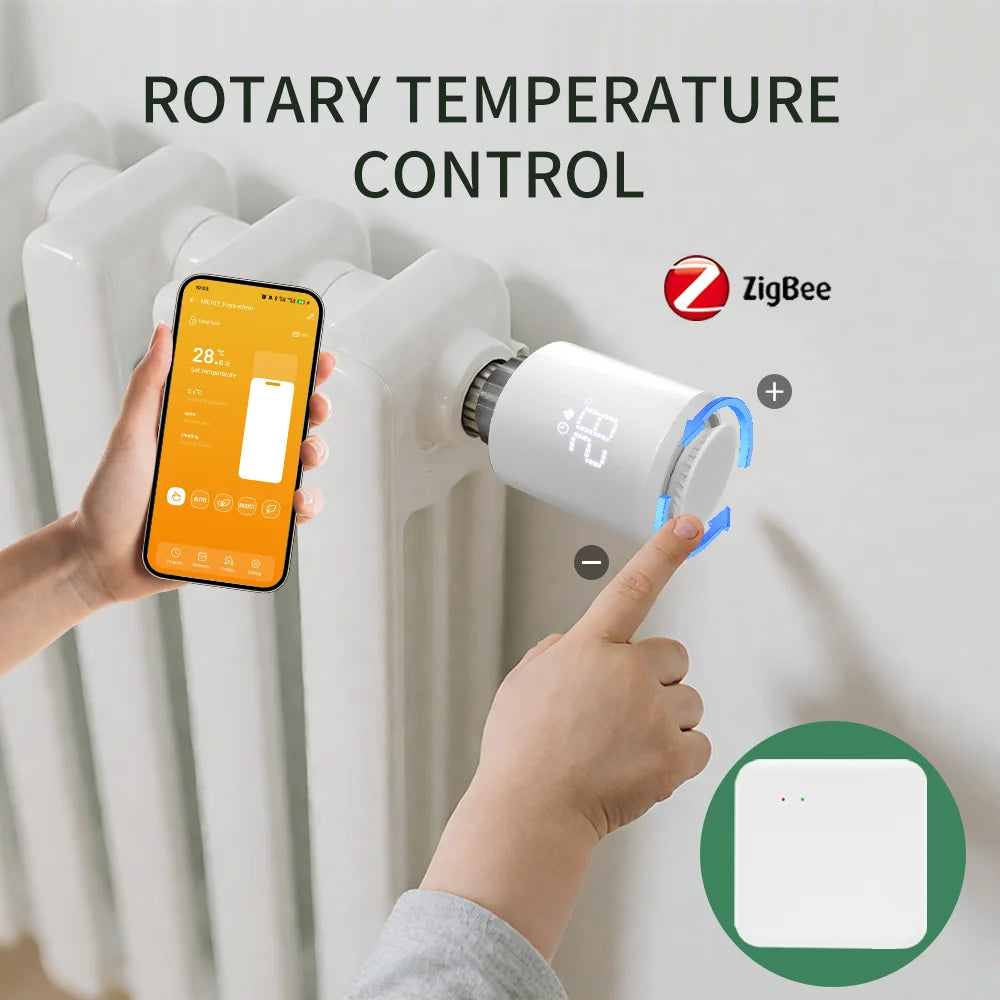 Valvola Termostatica Smart Zigbee 3.0 per Radiatori con Controllo WiFi Tuya e Alexa