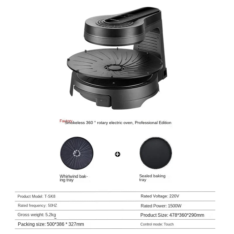 Griglia Elettrica Barbecue Senza Fumo Rotante Multifunzione per Interni