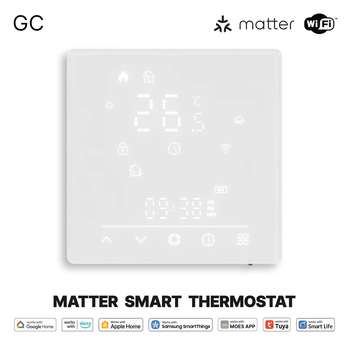 MOES Termostato Smart Wi-Fi Matter – Compatibile Alexa, Google, Apple  Controllo Temperatura per Caldaia Acqua e Riscaldamento Elettrico