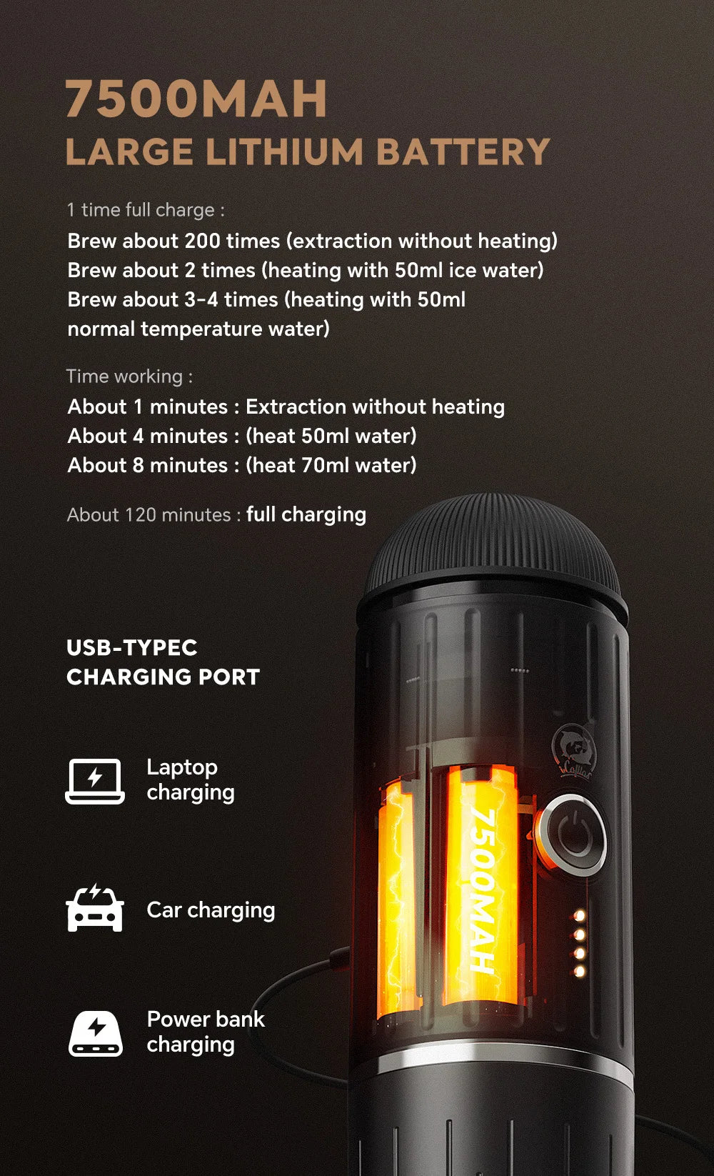 Macchina Caffè Espresso Portatile ICafilas ME2218 - 2 in 1 Capsule e Macinato, Riscaldamento Automatico