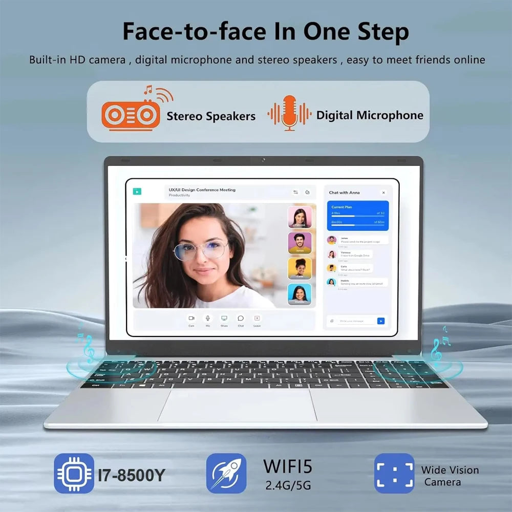 Laptop 15.6" Intel Core i7 | 16GB RAM | SSD | Windows 11 Pro | Riconoscimento Impronte Digitali