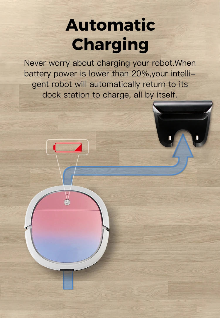 Robot Aspirapolvere Intelligente WiFi con Serbatoio Acqua 180ml - Pulizia Automatica Casa