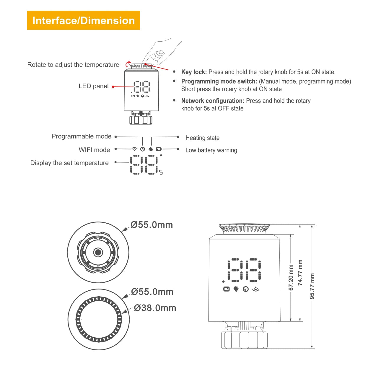 Valvola Termostatica Smart Zigbee 3.0 per Radiatori con Controllo WiFi Tuya e Alexa
