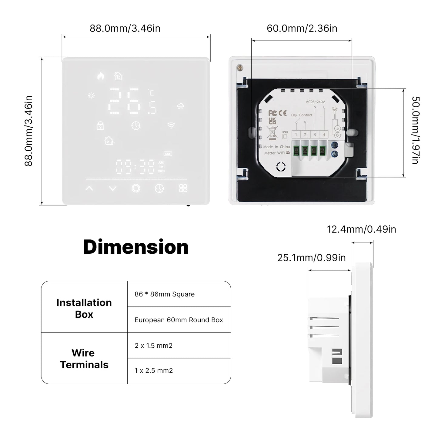MOES Termostato Smart Wi-Fi Matter – Compatibile Alexa, Google, Apple  Controllo Temperatura per Caldaia Acqua e Riscaldamento Elettrico