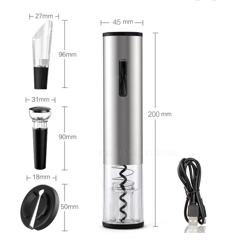 Cavatappi Elettrico Automatico Ricaricabile - Apribottiglie Vino con Tagliacapsule in Acciaio Inox