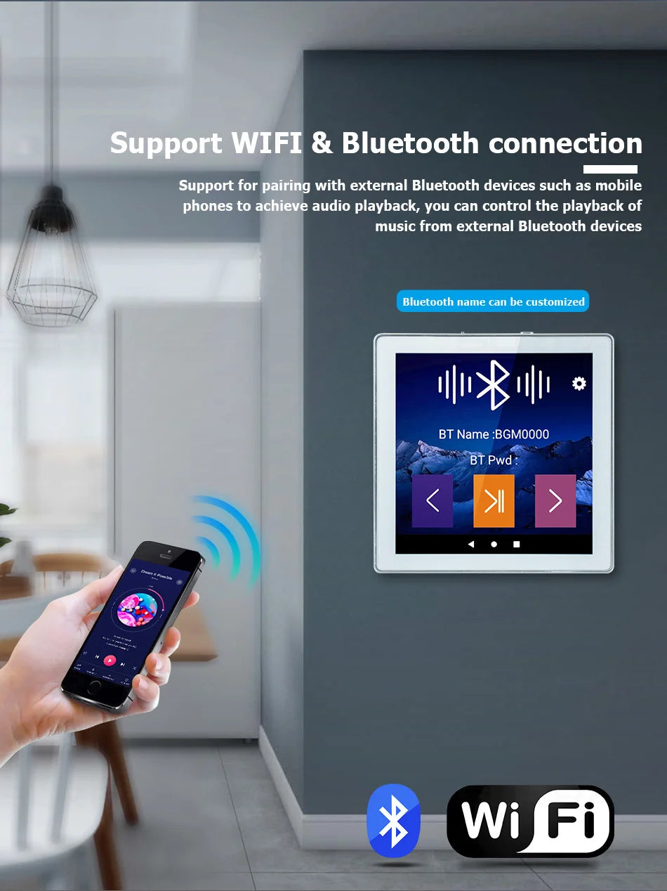 Amplificatore Home Theater WiFi Bluetooth Android 10.0 - Touch Screen 4", Controllo Vocale, 4 Canali