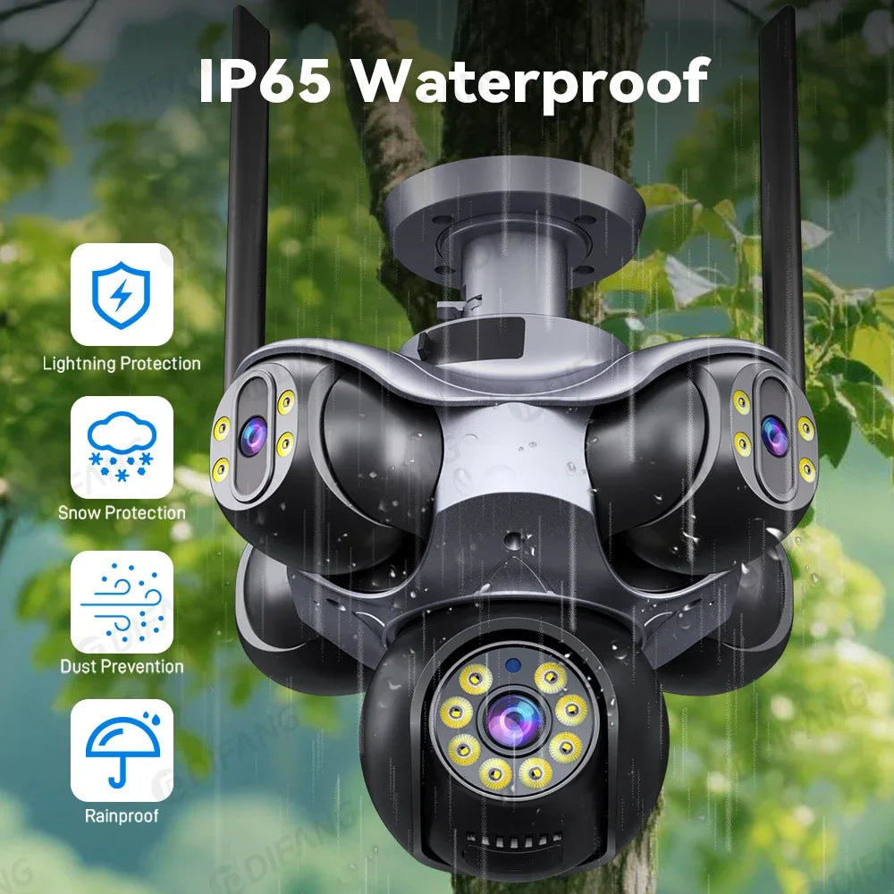 Telecamera WiFi 25MP Cinque Lenti PTZ 720° - Videosorveglianza IP 10K 20MP per Casa