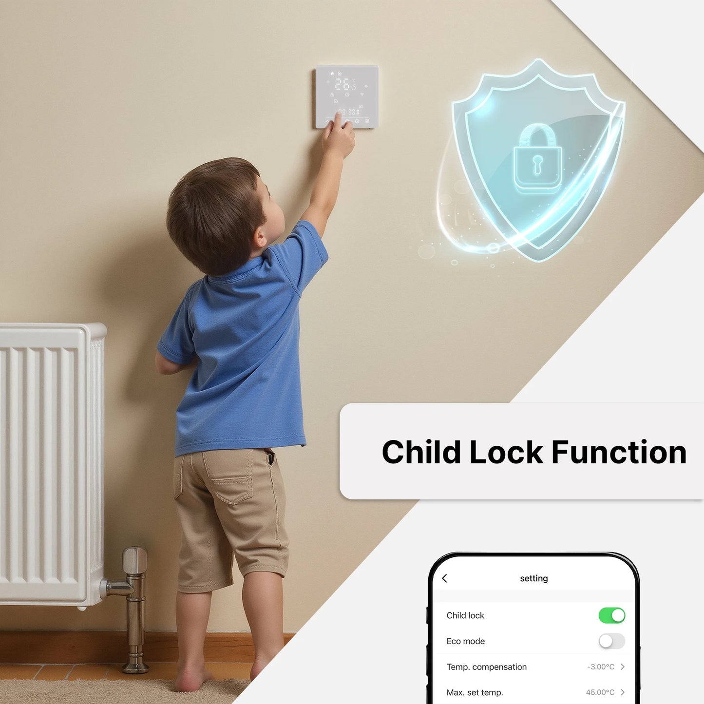 MOES Termostato Smart Wi-Fi Matter – Compatibile Alexa, Google, Apple  Controllo Temperatura per Caldaia Acqua e Riscaldamento Elettrico