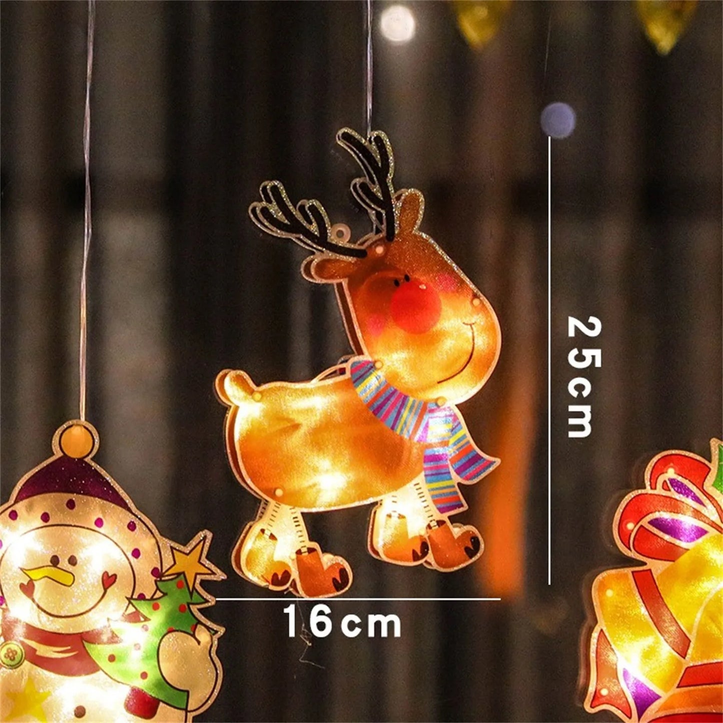 Decorazione Natalizia Luminosa con Ventosa - Pupazzo di Neve e Babbo Natale per Finestre