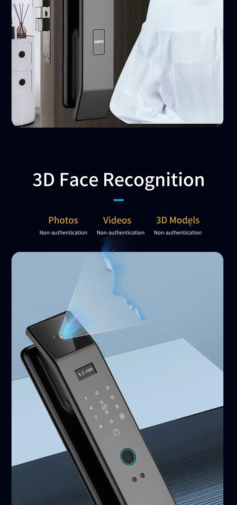 Serratura Smart WiFi con Riconoscimento Facciale 3D e Telecamera Integrata