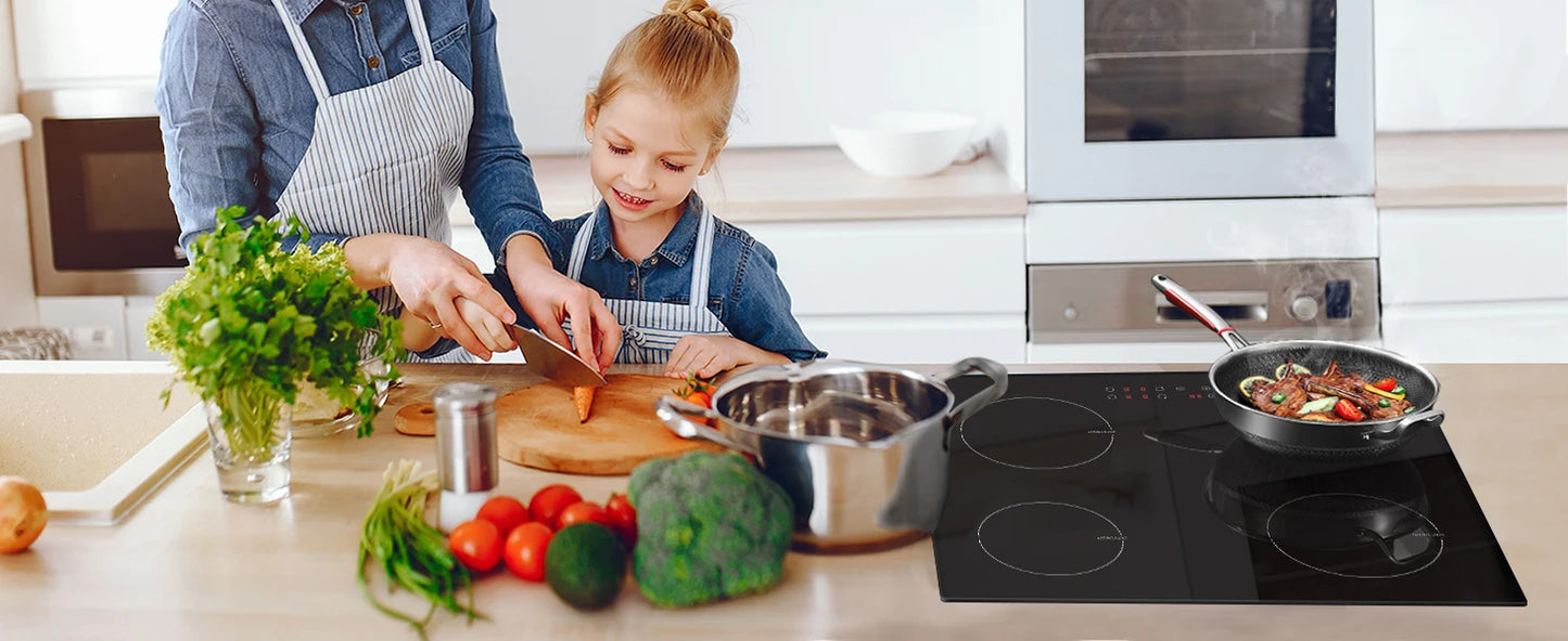 Piano Cottura a Induzione NOXTON 60cm 4 Zone Touch con Timer e Blocco Sicurezza