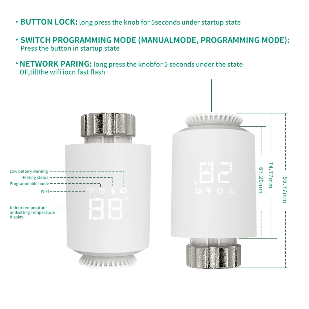 Valvola Termostatica Smart Zigbee 3.0 per Radiatori con Controllo WiFi Tuya e Alexa