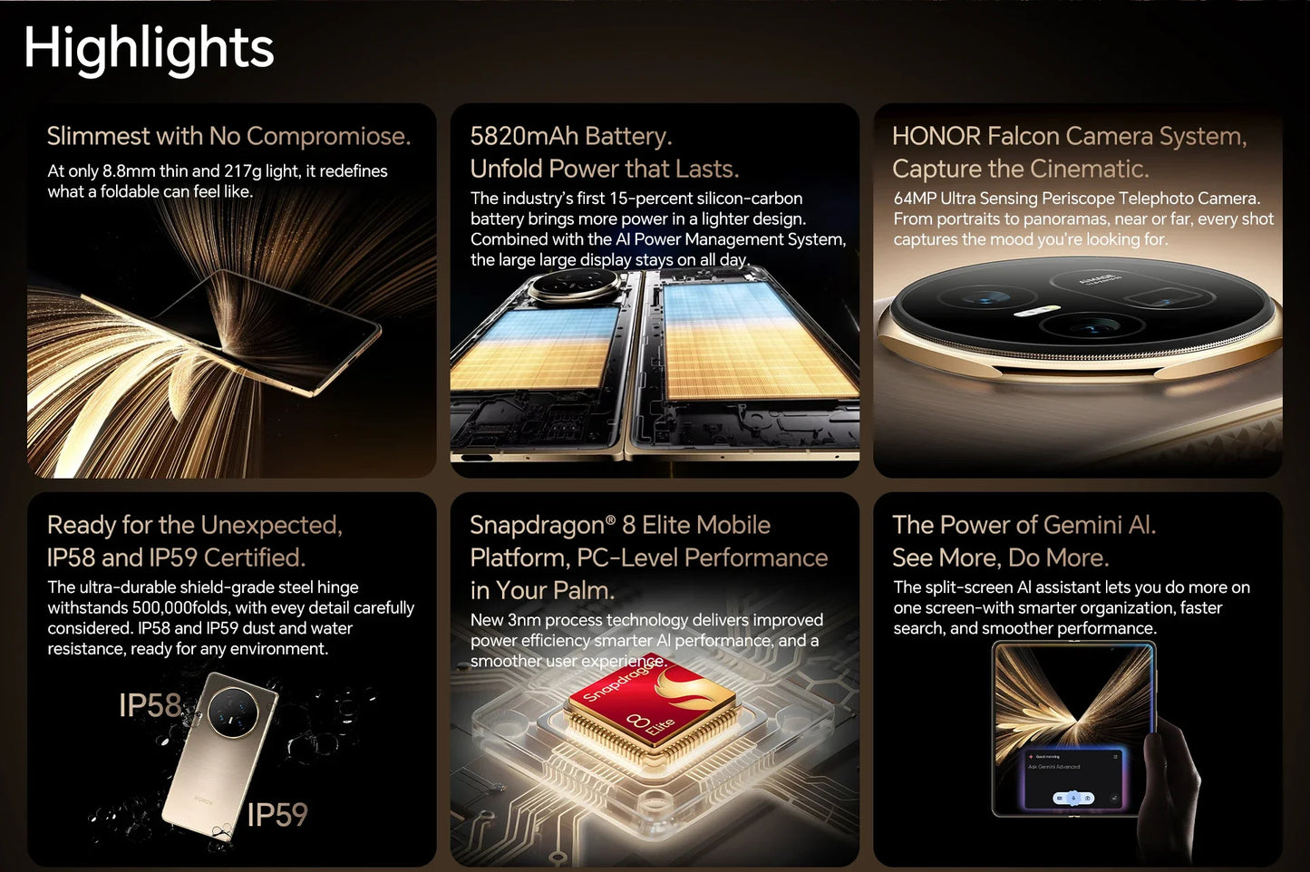 Honor Magic V5 5G - Smartphone Pieghevole con Display OLED 7.95" e Snapdragon 8 Elite