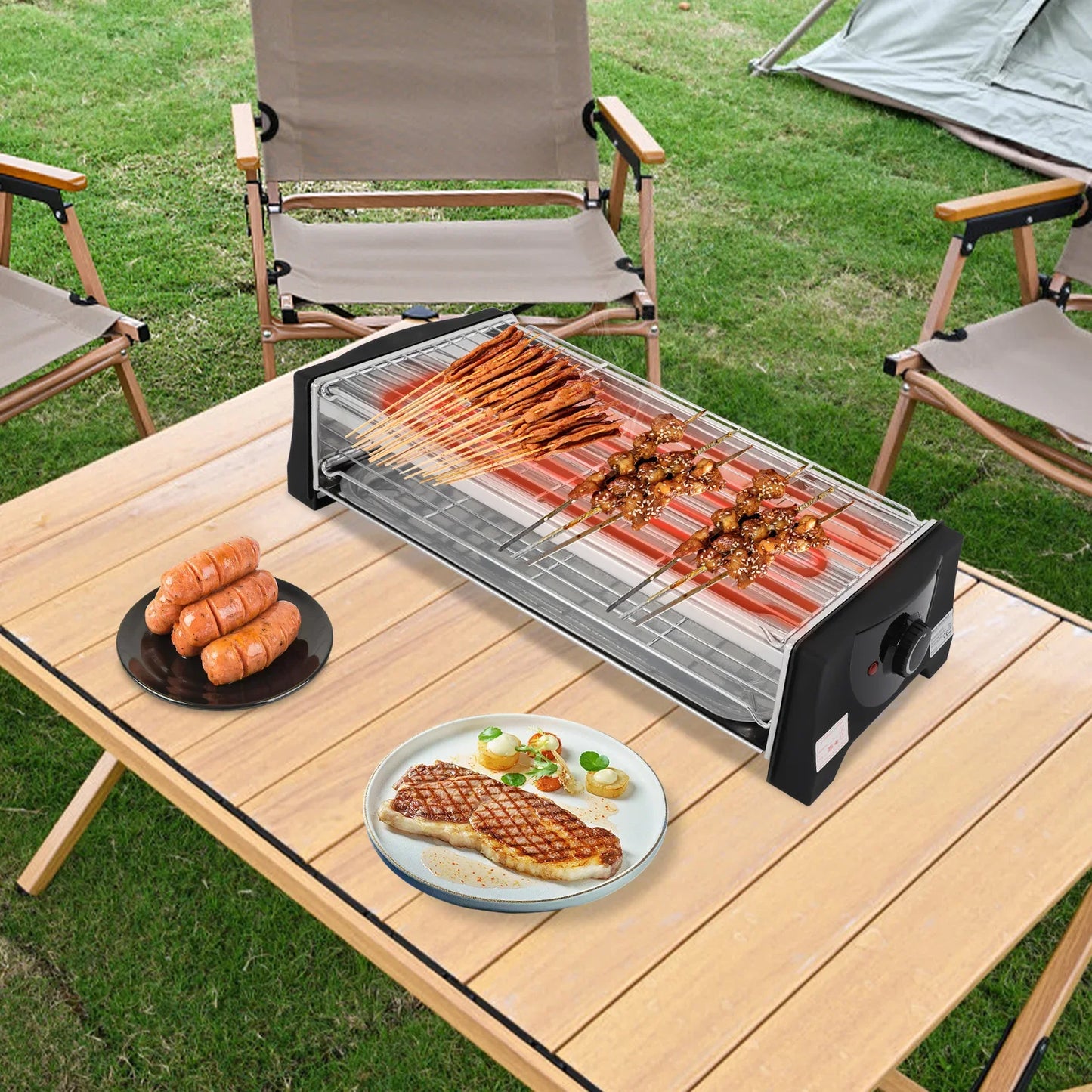 Griglia Elettrica da Interno 2200W Antiaderente con Regolazione Temperatura