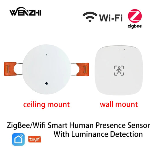Sensore di Presenza Umana Smart Radar mmWave Zigbee/WiFi con Rilevamento Luminosità Tuya