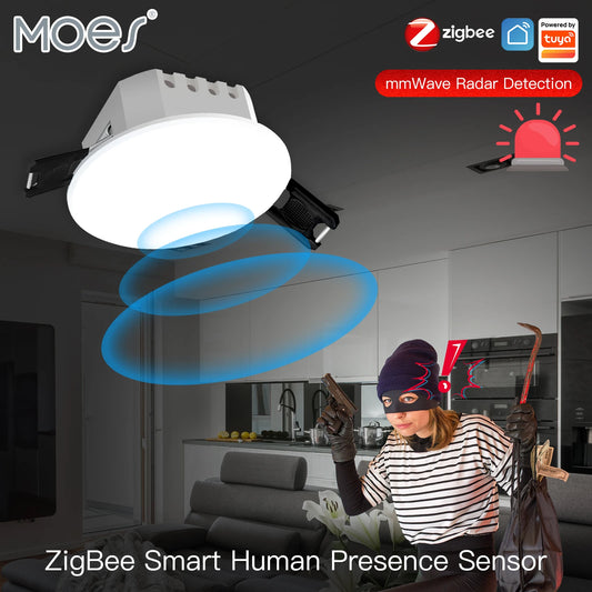 Sensore di Presenza Umana Smart Radar mmWave Zigbee/WiFi con Rilevamento Luminosità Tuya