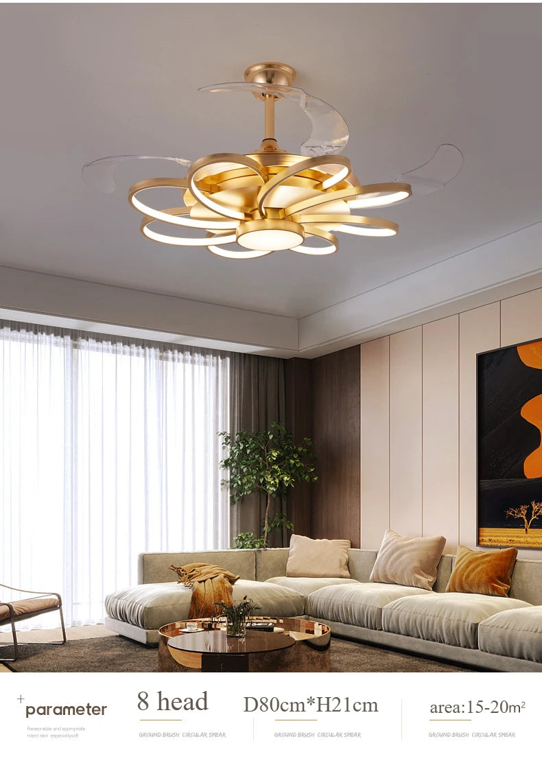 Ventilatore da Soffitto LED Nordico con Telecomando - Design Elegante per Camera da Letto, Sala da Pranzo e Ristorante