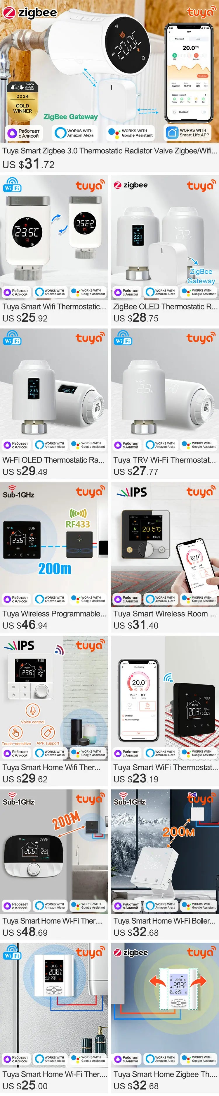 Valvola Termostatica Smart Zigbee 3.0 per Radiatori con Controllo WiFi Tuya e Alexa