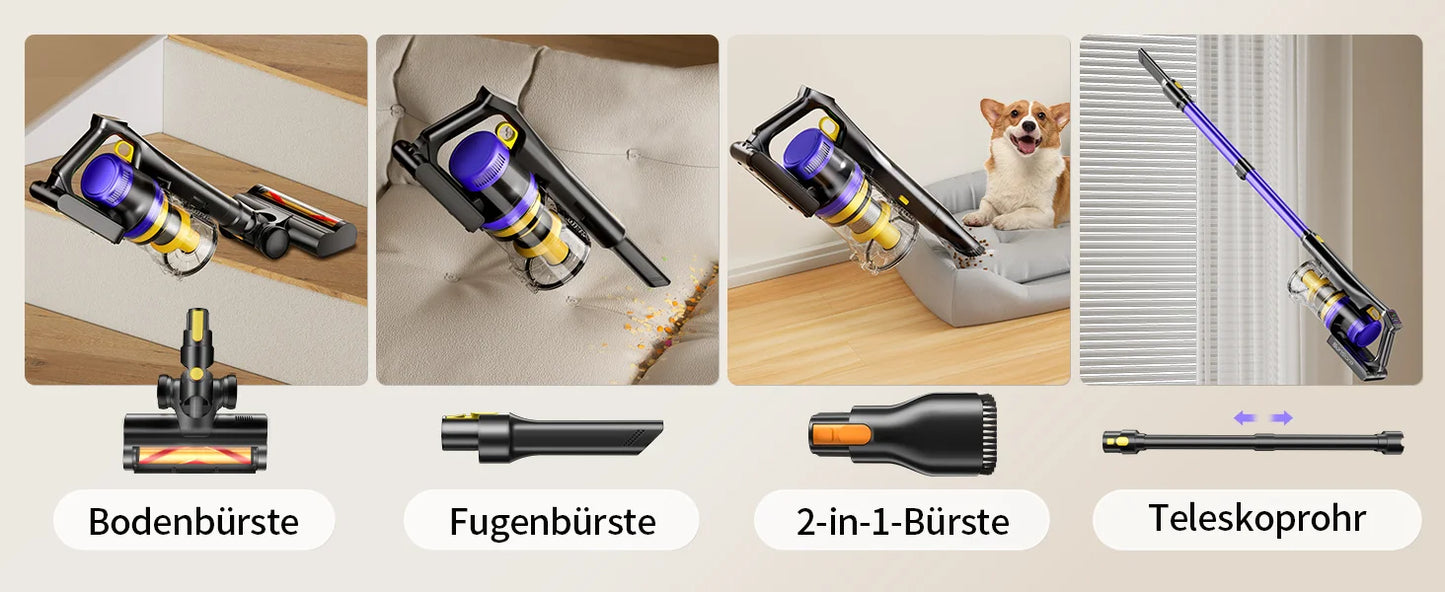 Aspirapolvere Senza Fili Laresar X11 550W 55000PA - Potenza Ciclonica 60 Min Autonomia